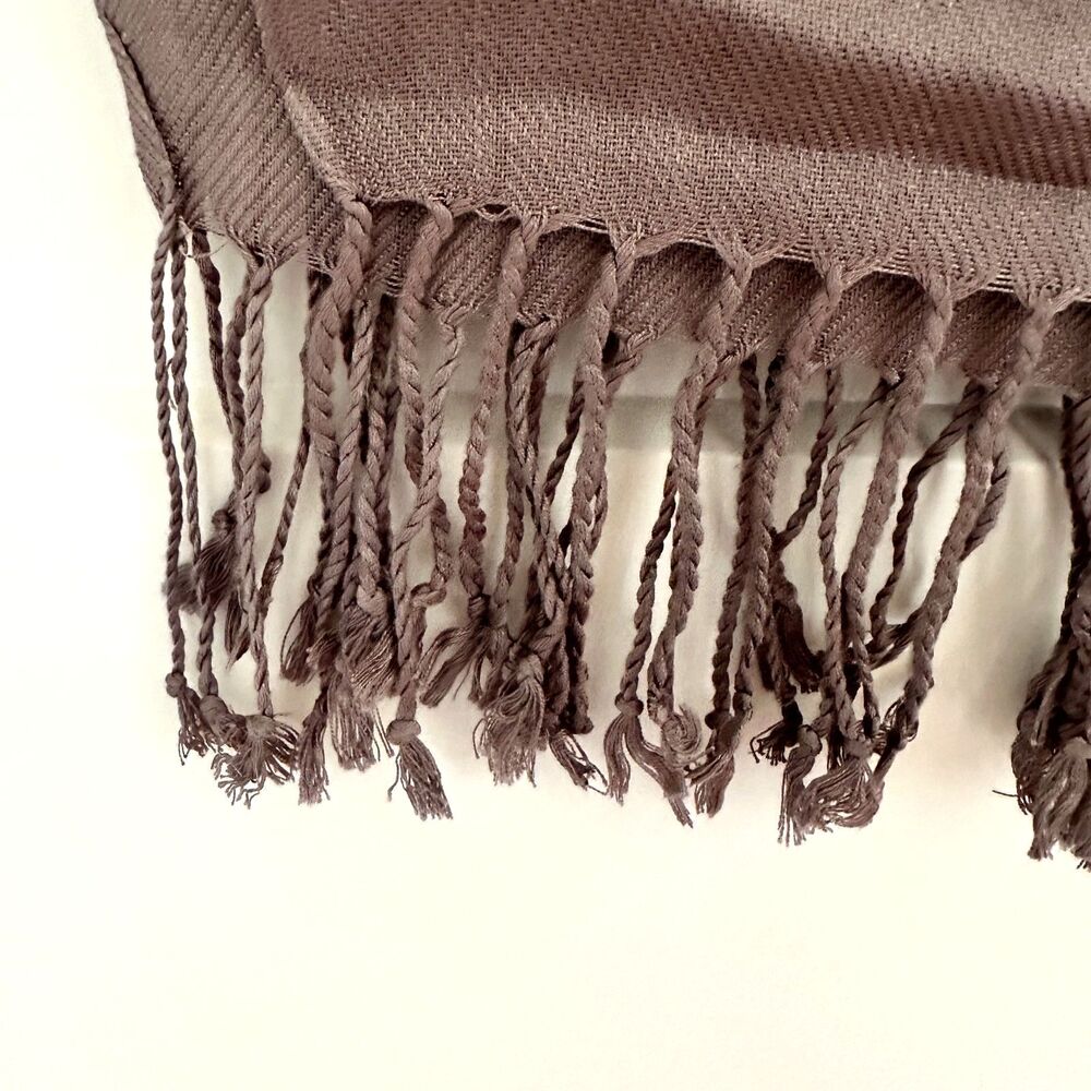 Pashmina Fringed Wrap in Gray Color Silky Scarf Shawl Stole New